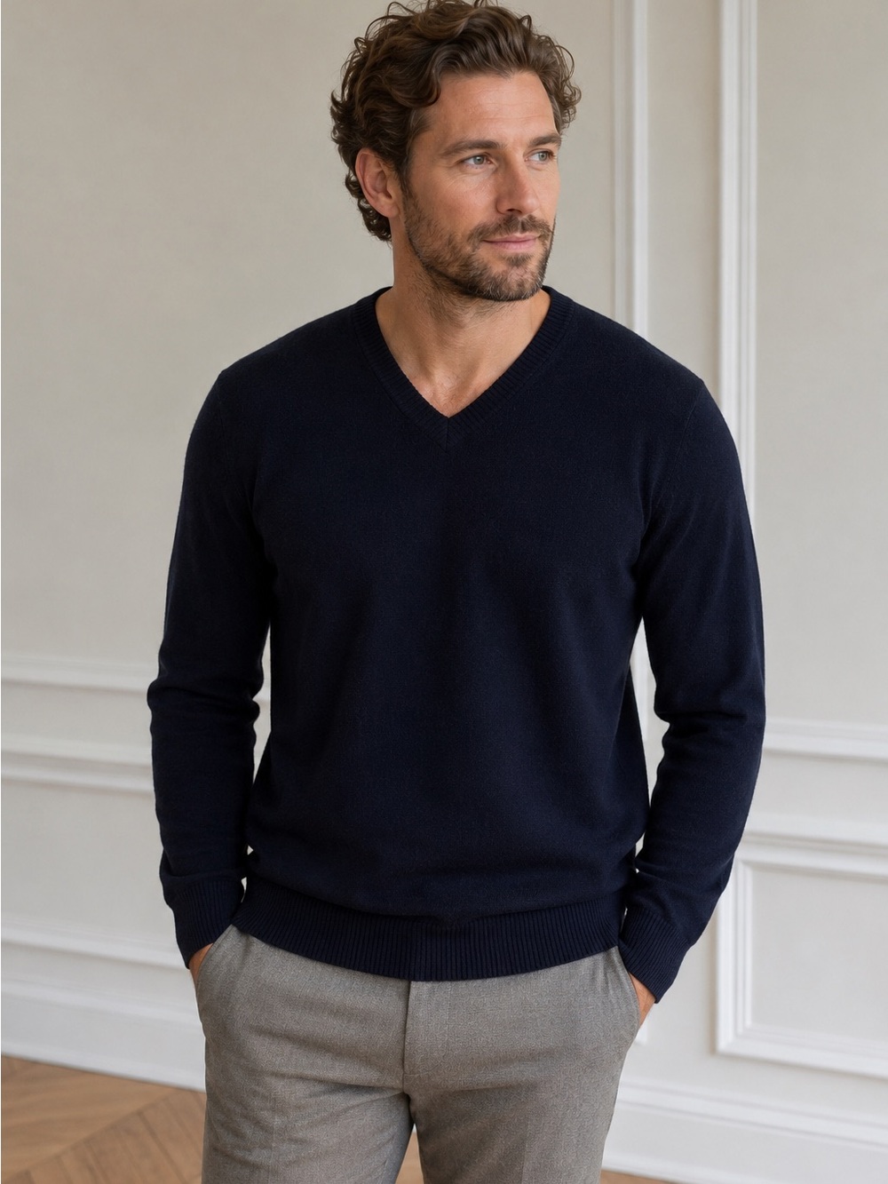Martin + Osa 100% Cashmere V-Neck Sweater Blue Black Men’s Sz XXL